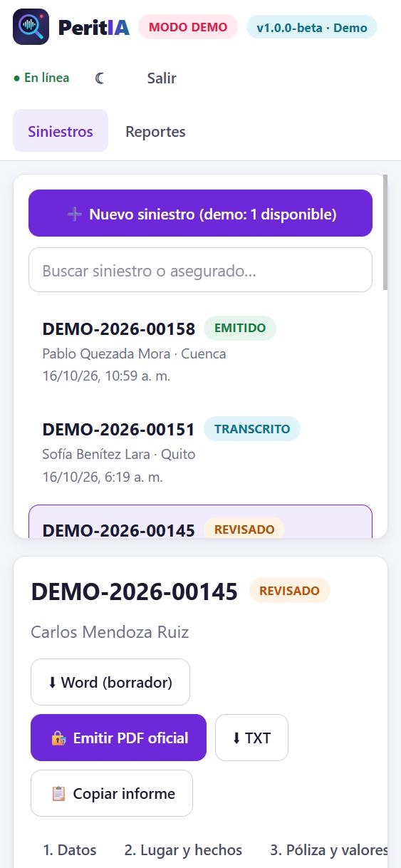 Peritovia en el celular durante una inspección
